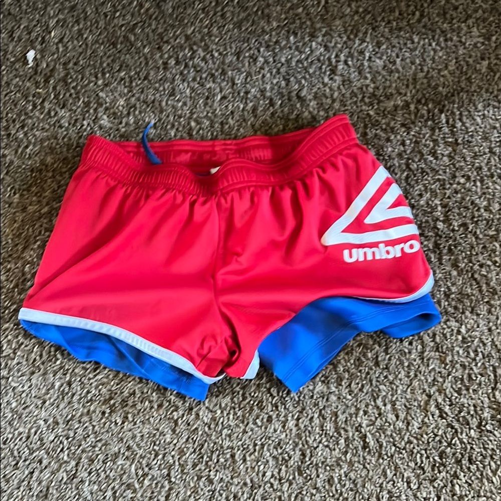 Umbro Kids Red and Blue Shorts